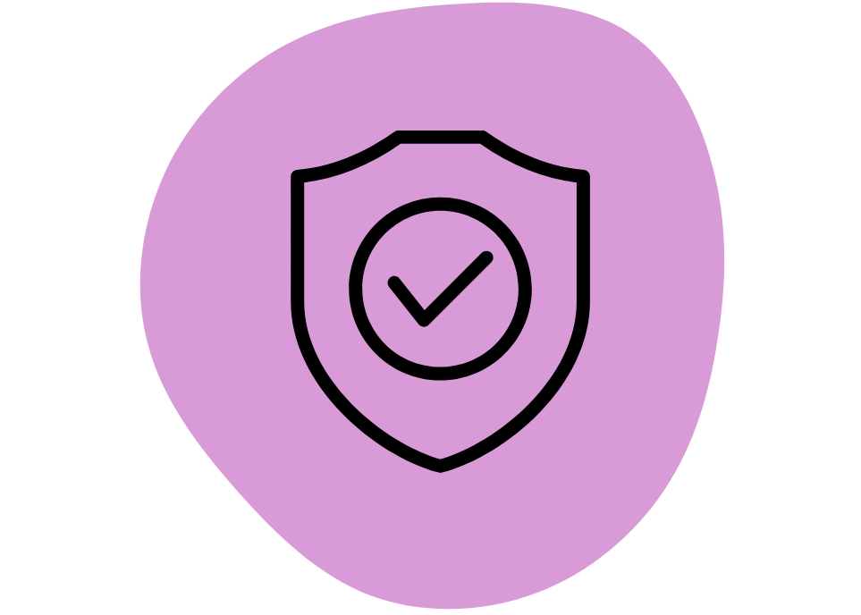 shield with check mark icon on a pink blob